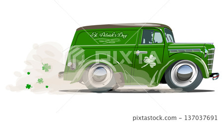 Vector Saint Patrick retro cartoon van Vector Saint Patrick retro cartoon van 137037691