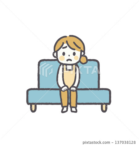 Illustration set of a woman sitting on a sofa in an apron 137038128