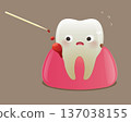 Cartoon Tooth Bleeding from Aggressive Toothpick Use Causing Gum Injury 137038155