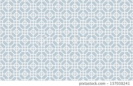 A gray checkered pattern with a gently curved octagonal shape and a Chinoiserie floral pattern. 137038241