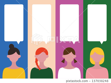 Pop and colorful woman and speech bubble illustration set 4 137038248