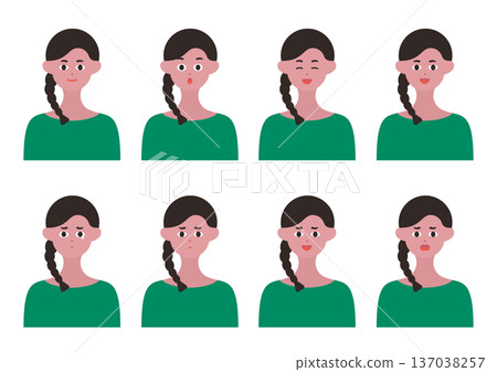 簡單女性臉部表情插畫集 6 137038257