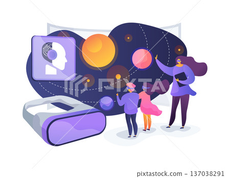 Virtual Reality Classroom abstract concept vector illustration. Virtual Reality Classroom abstract concept vector illustration. 137038291