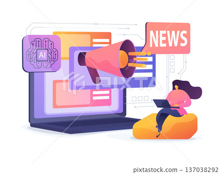 AI-Personalized Newsfeed abstract concept vector illustration. AI-Personalized Newsfeed abstract concept vector illustration. 137038292