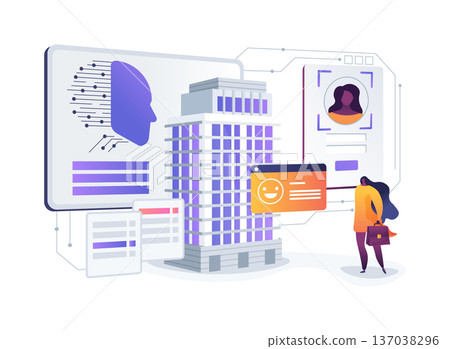 Face Recognition Check-In abstract concept vector illustration. 137038296