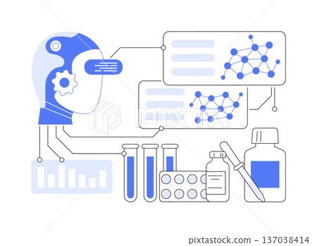 Quantum Computing in Drug Design abstract concept vector illustration. Quantum Computing in Drug Design abstract concept vector illustration. 137038414