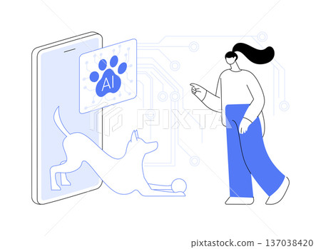 AI Virtual Pet Companions abstract concept vector illustration. 137038420