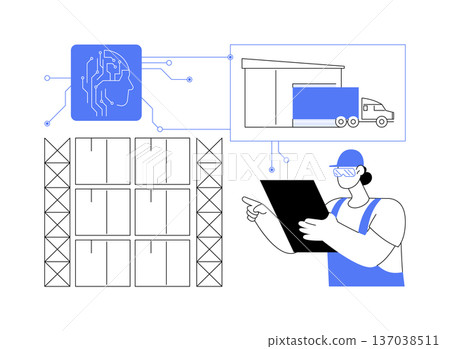AI Warehouse Inventory Management abstract concept vector illustration. AI Warehouse Inventory Management abstract concept vector illustration. 137038511