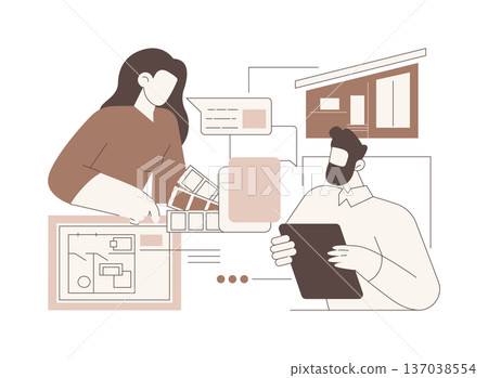 Interior decorator isolated cartoon vector illustrations. Interior decorator isolated cartoon vector illustrations. 137038554