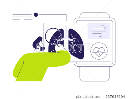 Smartwatch respiration monitoring isolated cartoon vector illustrations. 137038604