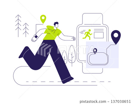 Smartwatch as a fitness tracker isolated cartoon vector illustrations. 137038651