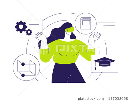 VR in education isolated cartoon vector illustrations. VR in education isolated cartoon vector illustrations. 137038668