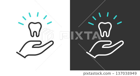Icon with tooth in hand 137038949