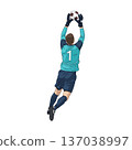 Goalkeeper catching high ball vector illustration 137038997