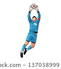 Goalkeeper catching high ball vector illustration 137038999