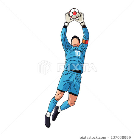 Goalkeeper catching high ball vector illustration 137038999