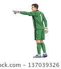 Goalkeeper organizing defense by pointing vector illustration 137039326