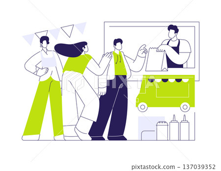 Queuing for food isolated cartoon vector illustrations. 137039352
