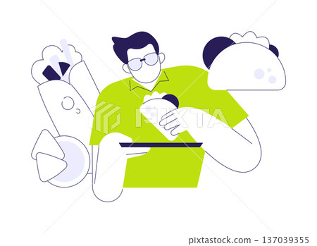 Mexican tacos isolated cartoon vector illustrations. 137039355