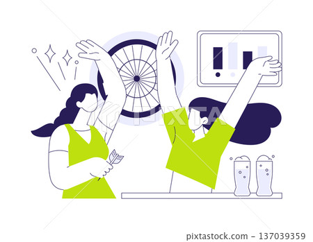 Playing darts isolated cartoon vector illustrations. Playing darts isolated cartoon vector illustrations. 137039359