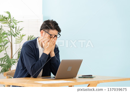 Worried man fatigue Worried man fatigue 137039675