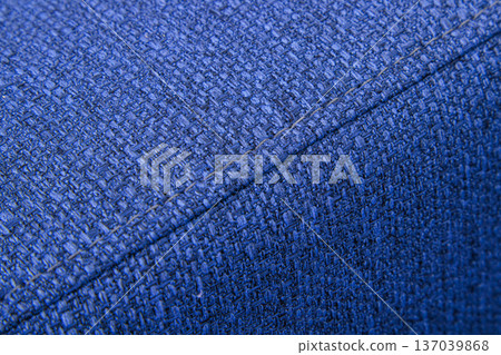 Textured blue furniture fabric with stitching Textured blue furniture fabric with stitching 137039868
