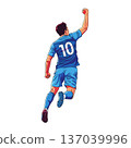 Soccer Player celebrating victory with a jump vector illustration 137039996