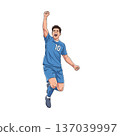 Soccer Player celebrating victory with a jump vector illustration 137039997