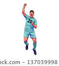Soccer Player celebrating victory with a jump vector illustration 137039998