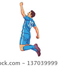 Soccer Player celebrating victory with a jump vector illustration 137039999