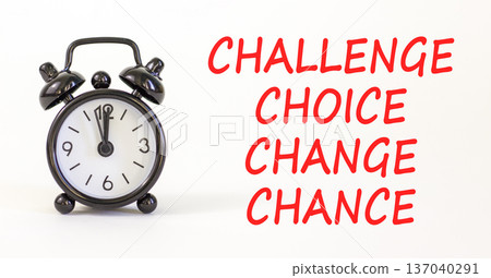 Challenge choice change chance symbol. Concept words Challenge choice change chance on beautiful white paper. Beautiful white background. Business Challenge choice change chance concept. Copy space. Challenge choice change chance symbol. Concept words Challenge choice change chance on beautiful white paper. Beautiful white background. Business Challenge choice change chance concept. Copy space. 137040291