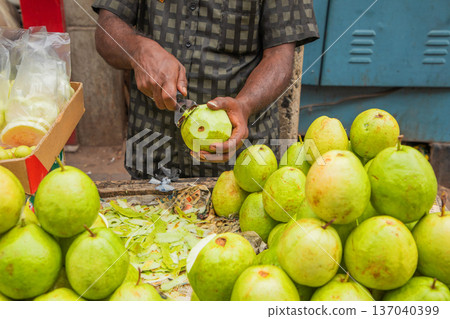 Crowded central food Market in Colombo. traditional type of trade Sri Lanka Crowded central food Market in Colombo. traditional type of trade Sri Lanka 137040399