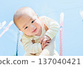 First Children's Day - Carp streamers and babies - Boys celebrating Boys' Day 137040421