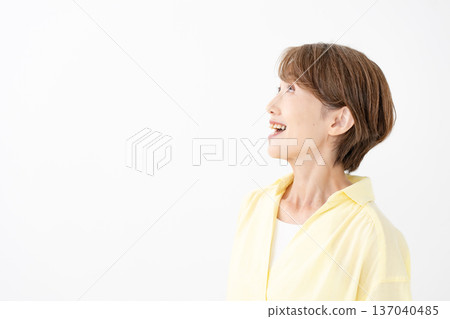 Middle-aged woman portrait landscape Middle-aged woman portrait landscape 137040485