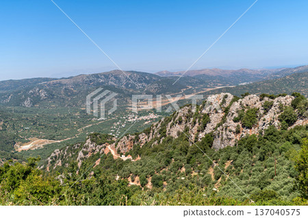 Breathtaking view of the mountainous landscape in Crete, Greece during summer 137040575