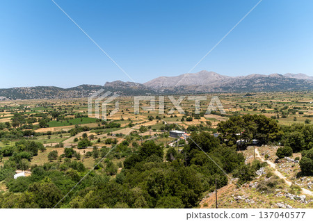 Exploring the scenic beauty of Lasithi Plateau in Crete, Greece on a clear day 137040577