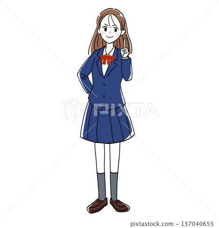 Illustration of a female student pointing up Illustration of a female student pointing up 137040655
