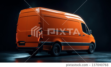 Creative mockup of delivery van design showcasing cargo space in studio lighting 137040768