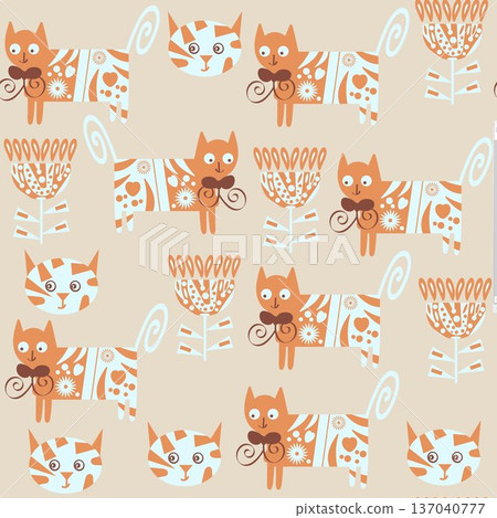 Cats seamless pattern. Cats seamless pattern. 137040777
