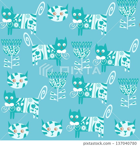 Cats seamless pattern.  137040780
