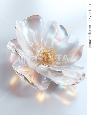 一件夢幻般的水晶花擺件，像冰晶一樣閃閃發光。 137041024