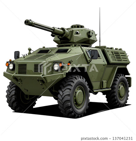 Army protected, armored off-road vehicle. 137041231