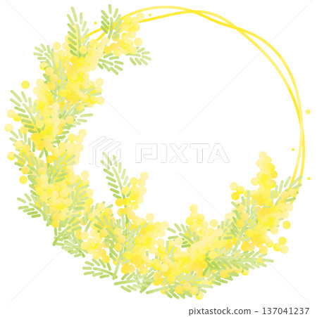 Loose mimosa and loose line round frame 137041237