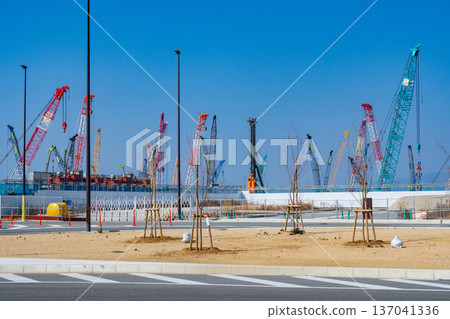 Crane at the Osaka IR construction site 137041336