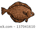 日式風格的鮮美比目魚插圖 137041610