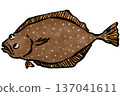 日式風格的鮮比目魚插圖 137041611