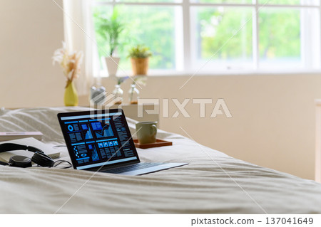 Analyzing data in bed Analyzing data in bed 137041649