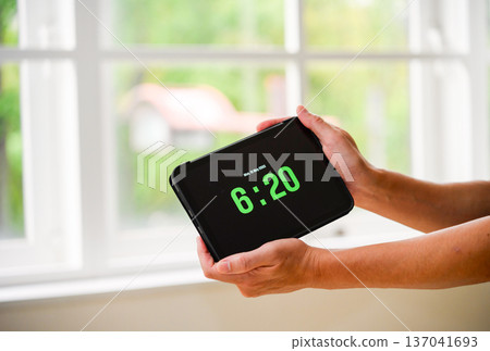 Tablet time display Tablet time display 137041693