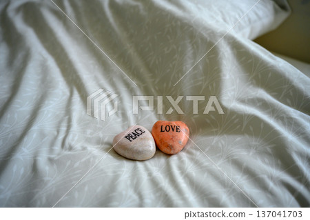 Stone ornaments and bedding Stone ornaments and bedding 137041703