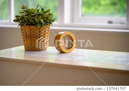 Potted plants and clock Potted plants and clock 137041707